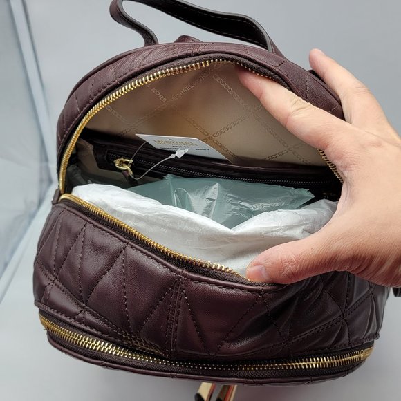 Michael Kors Rhea Zip Medium Backpack Merlot Quilted